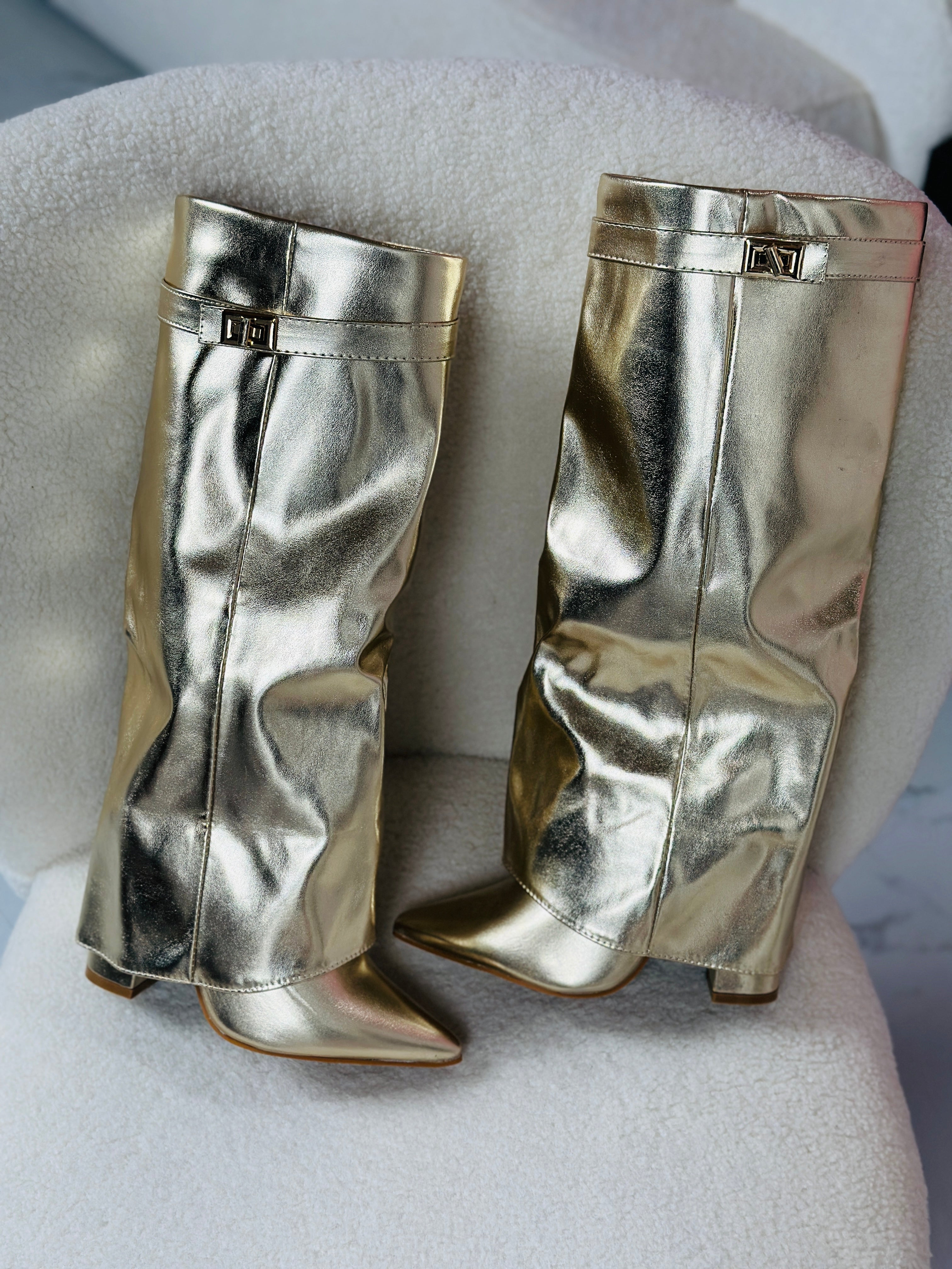 Seraphina - Gold Leather Boots