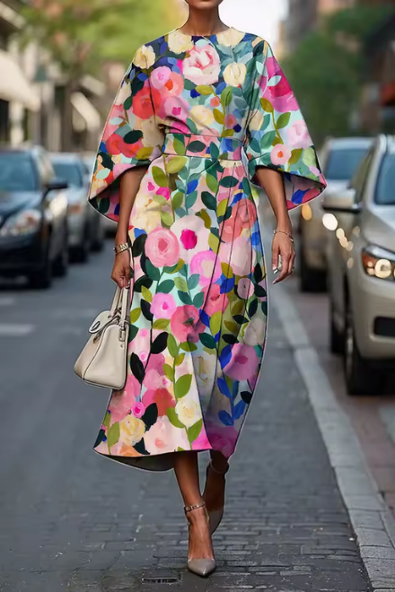 Claudine - Elegant Floral Flowy Dress