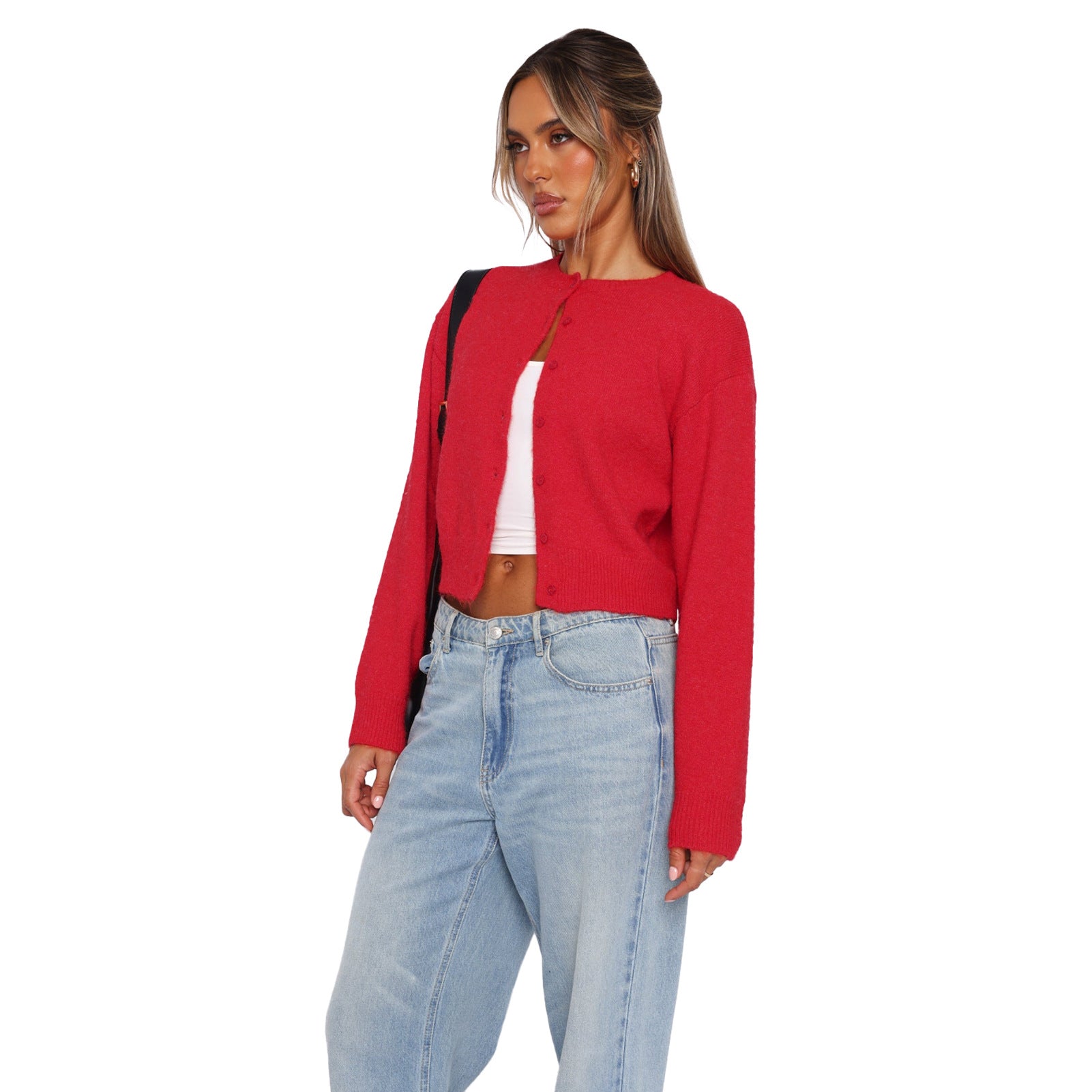 Shasa - Casual Cropped Long Sleeve Cardigan