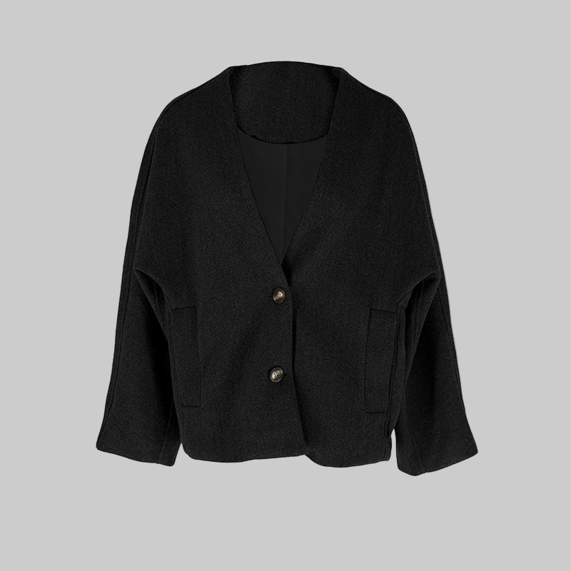 Laya- Chic Button Down Long Sleeve V-Neck Coat