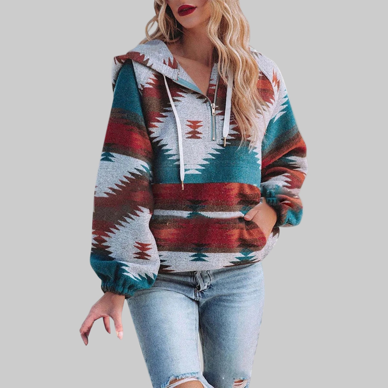 Saku - Comfy Oversized Zip Up Long Sleeve Hoodie Sweatshirt