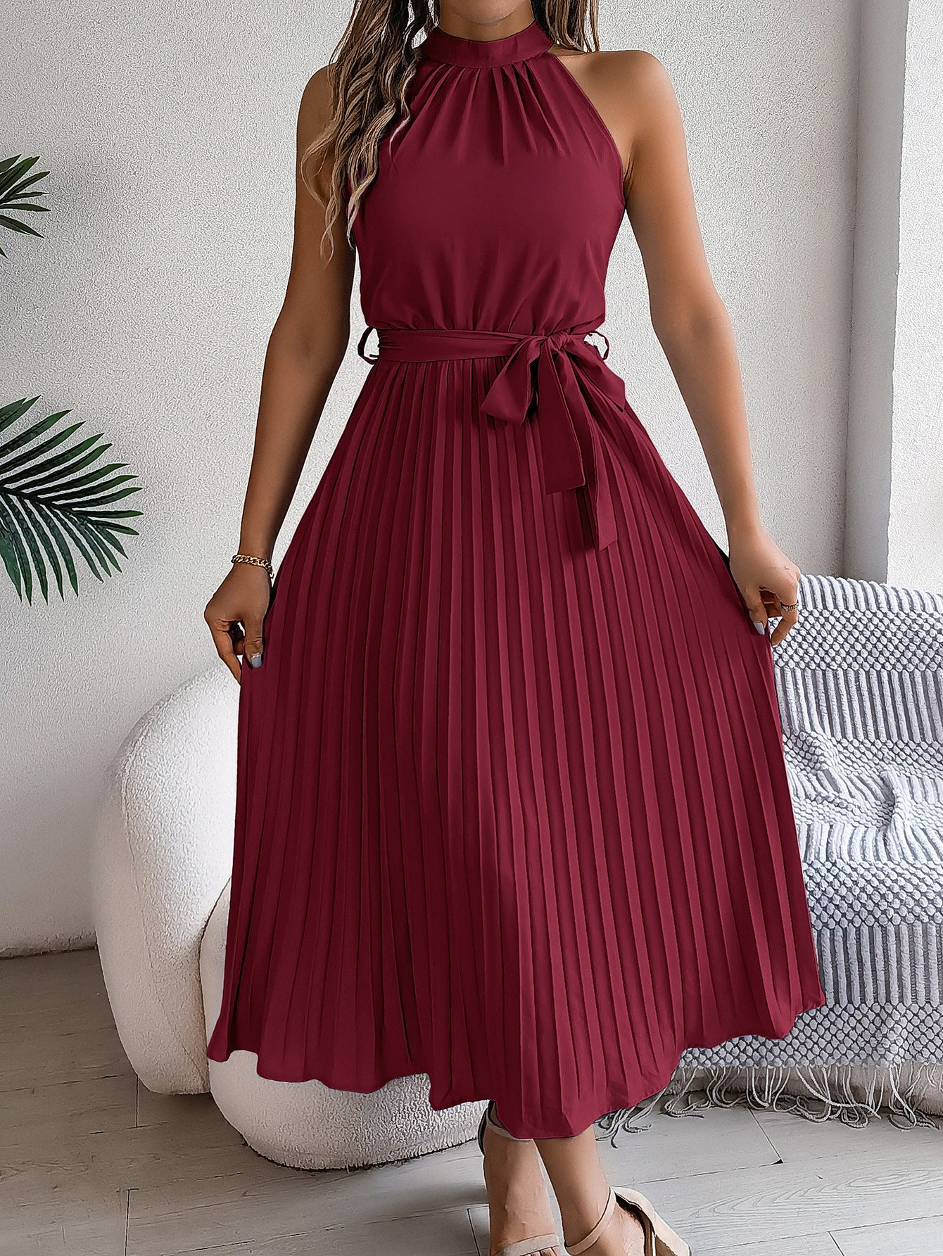 Cedrine – Graceful Pleated Midi Dress