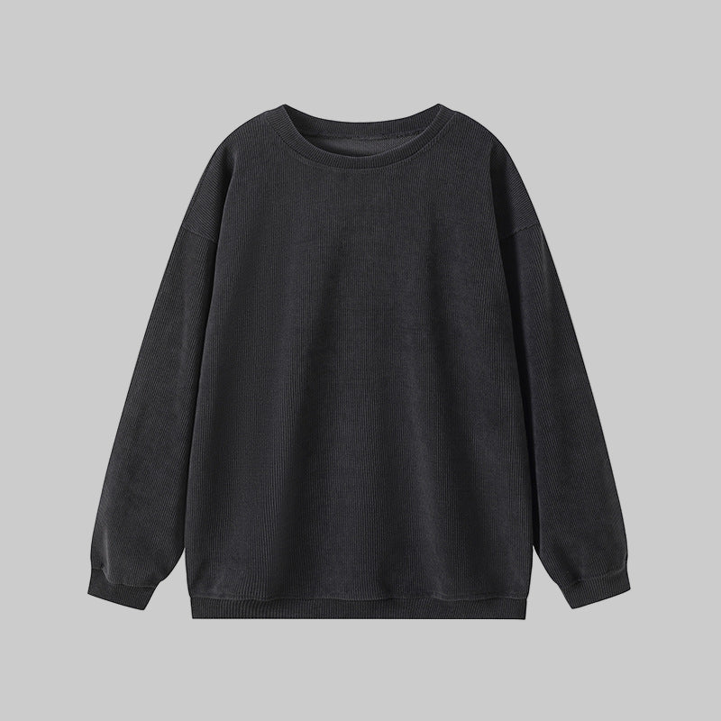 Britley - Cozy Plain Long Sleeve Round Neck Sweatshirt