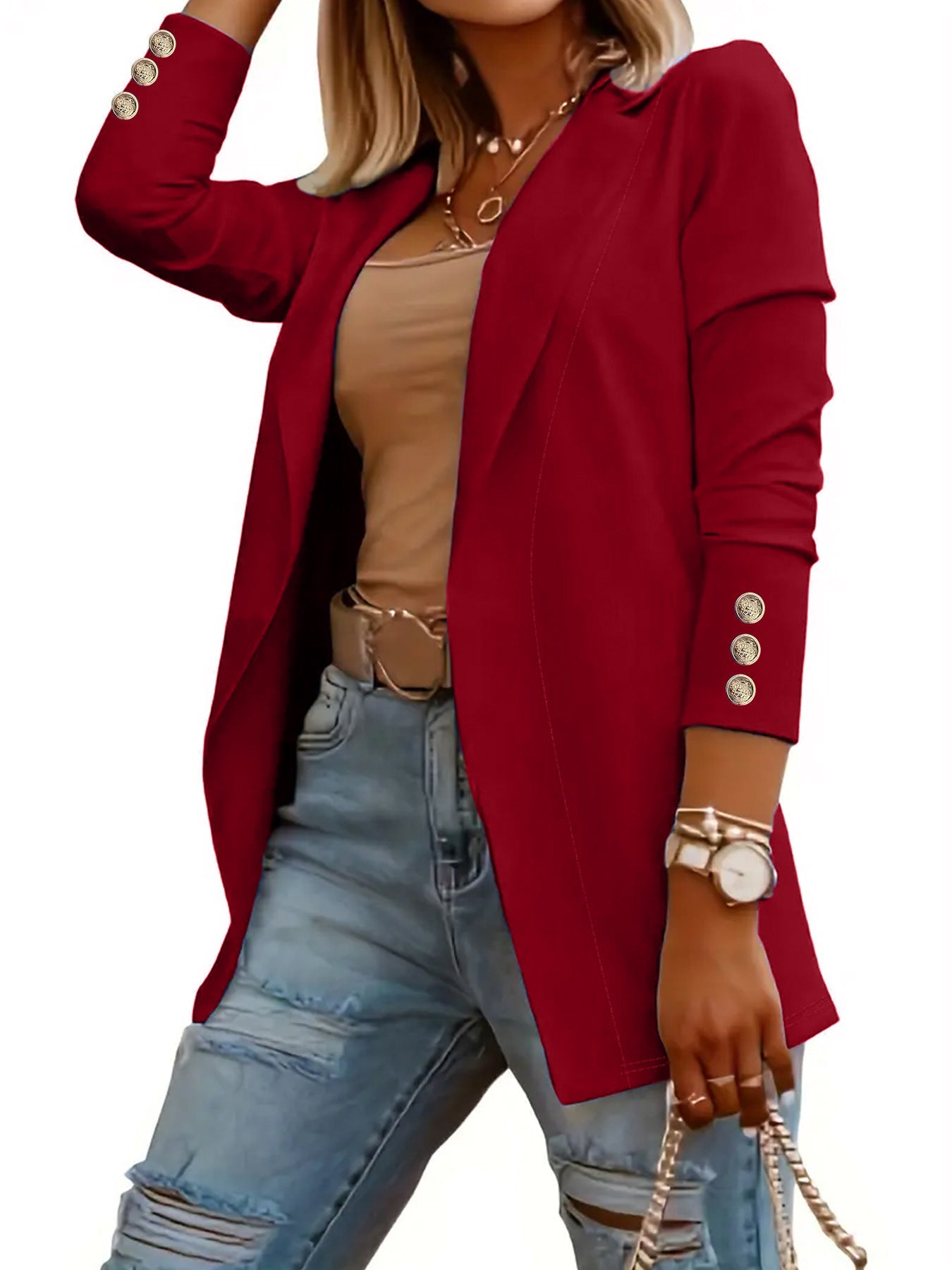 Odin - Casual Long Sleeve Open Front Blazer