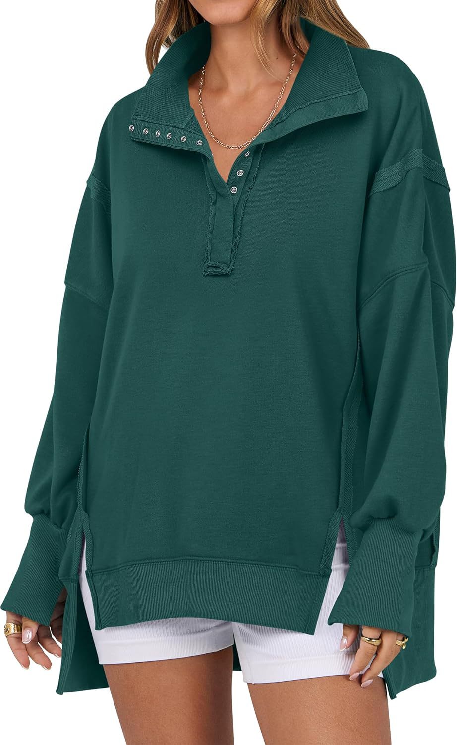 Kaylie - Chic Oversized Button-Up Sweatshirt