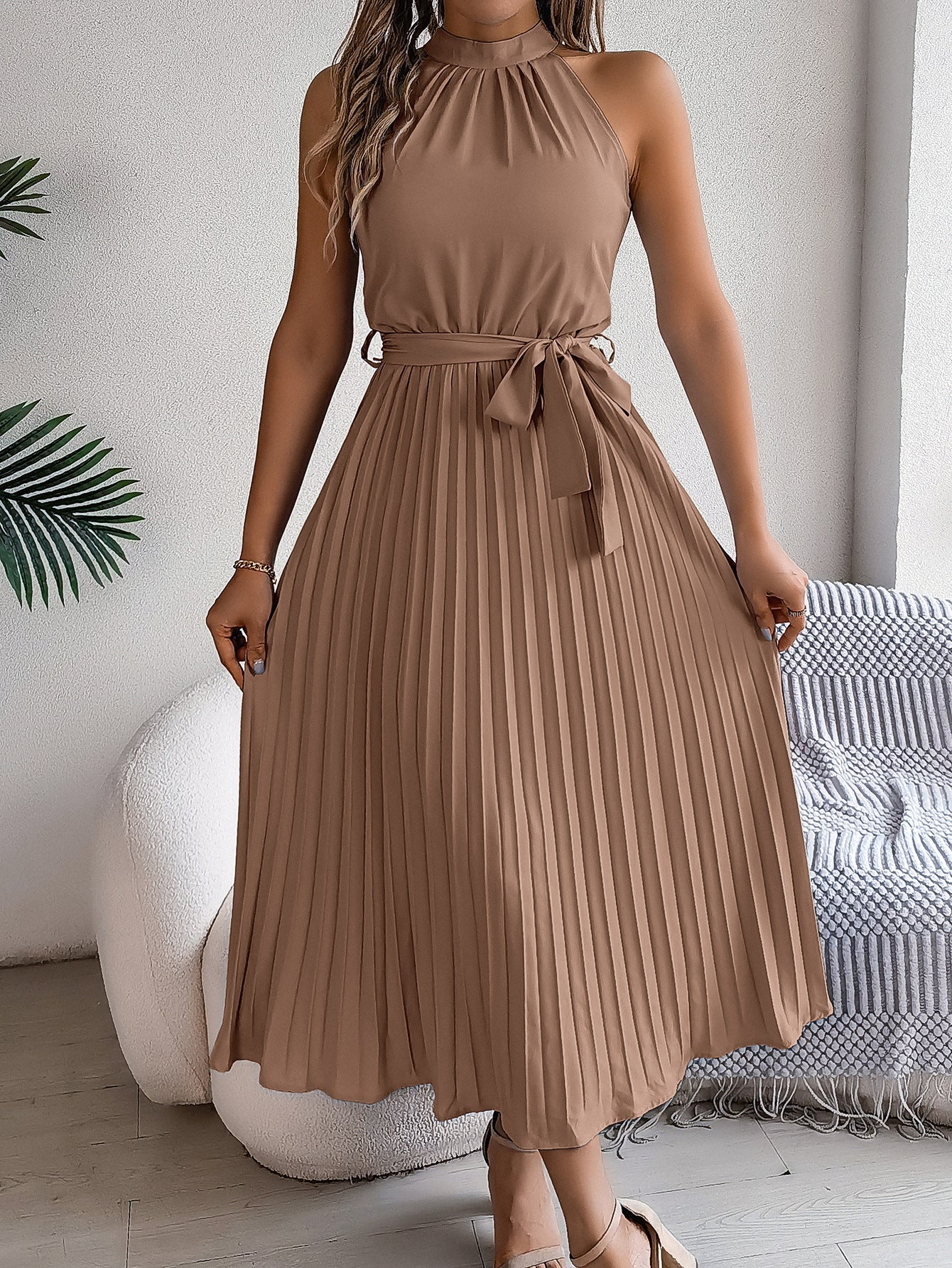 Cedrine – Graceful Pleated Midi Dress