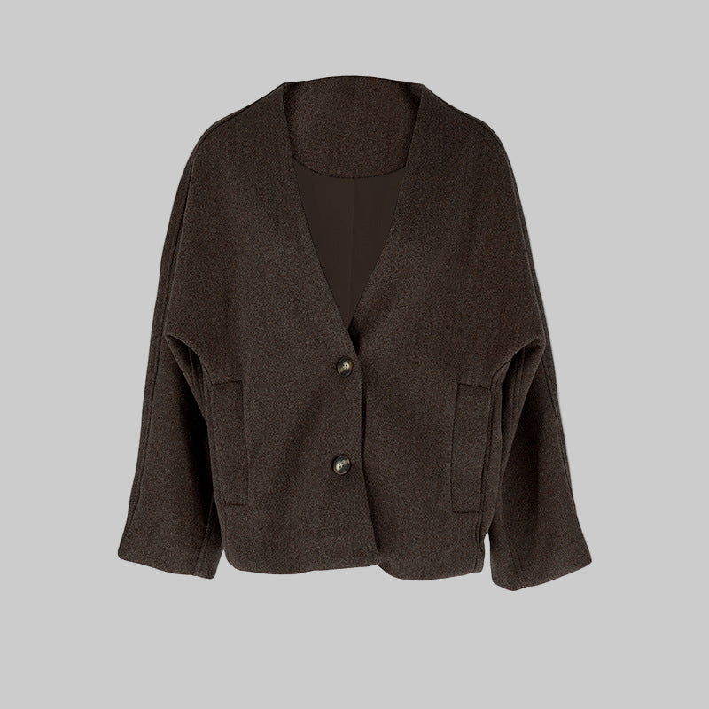 Laya- Chic Button Down Long Sleeve V-Neck Coat