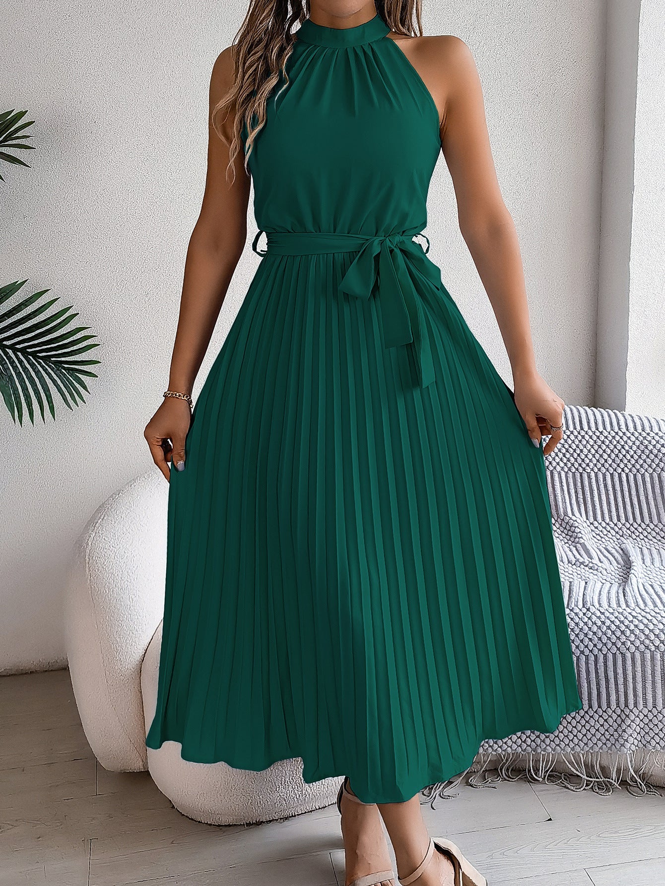 Cedrine – Graceful Pleated Midi Dress