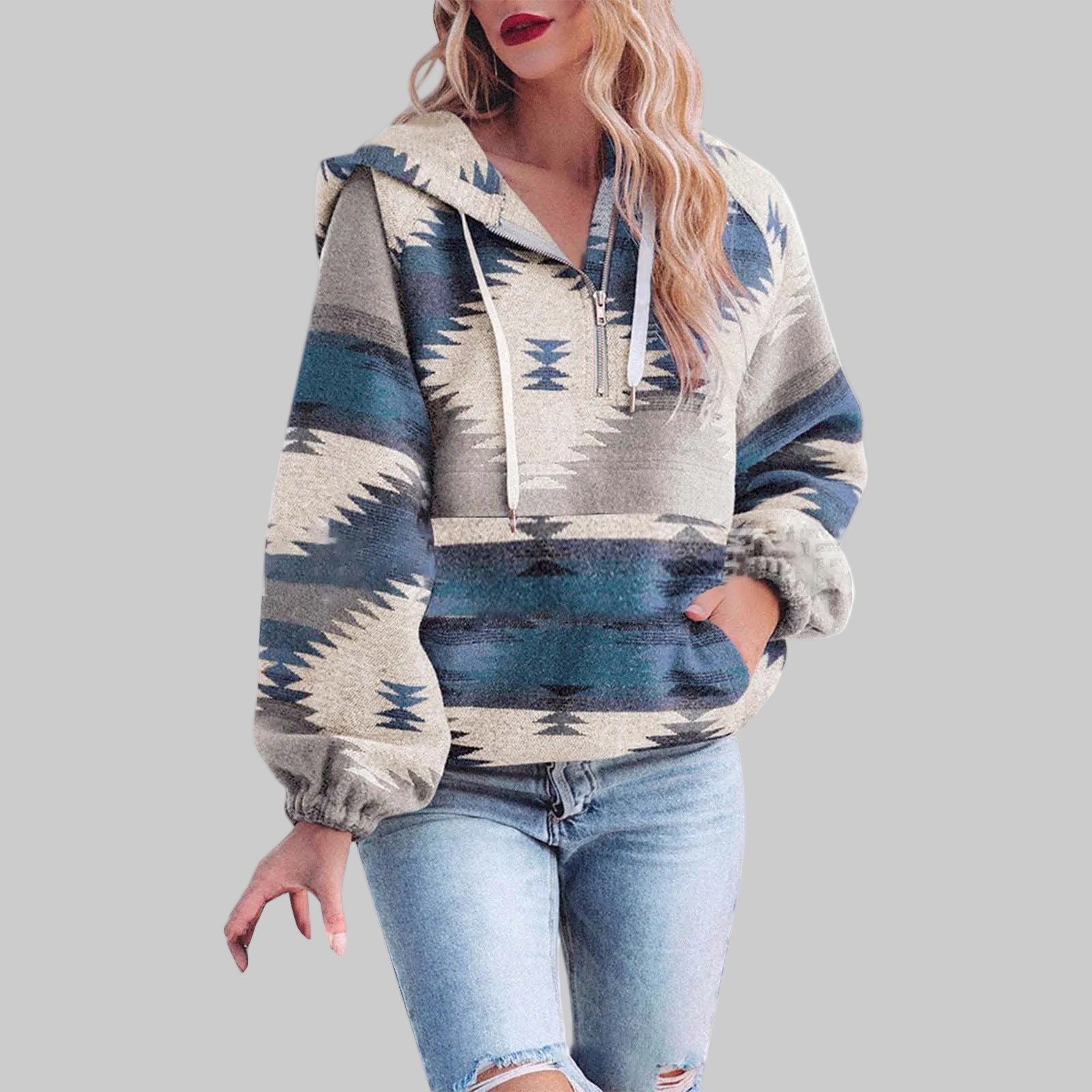 Saku - Comfy Oversized Zip Up Long Sleeve Hoodie Sweatshirt