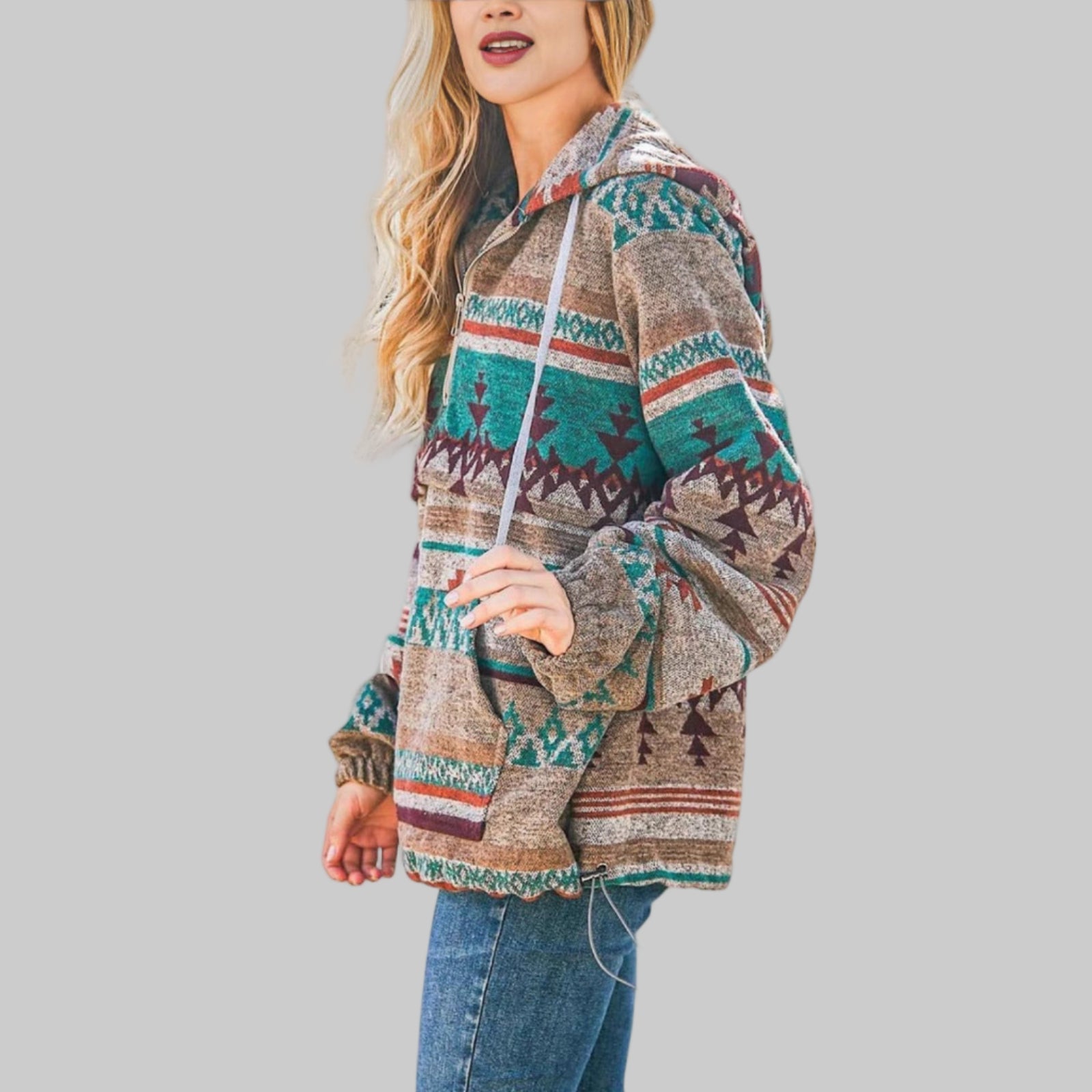 Saku - Comfy Oversized Zip Up Long Sleeve Hoodie Sweatshirt