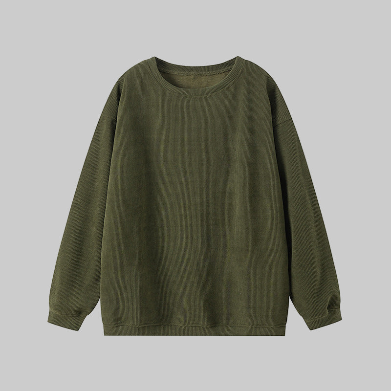 Britley - Cozy Plain Long Sleeve Round Neck Sweatshirt