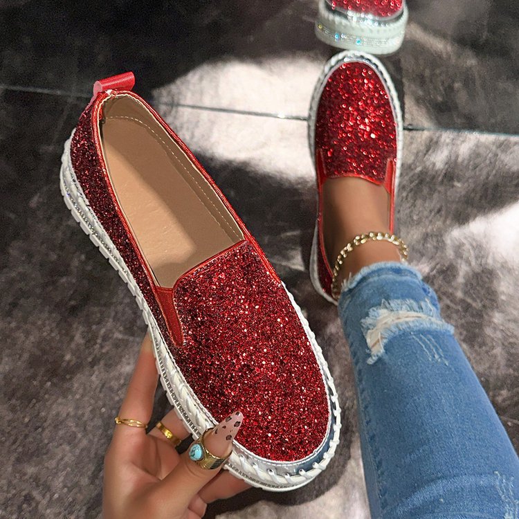 Jamila - Chic Glitter Decorated Slip-On Loafers