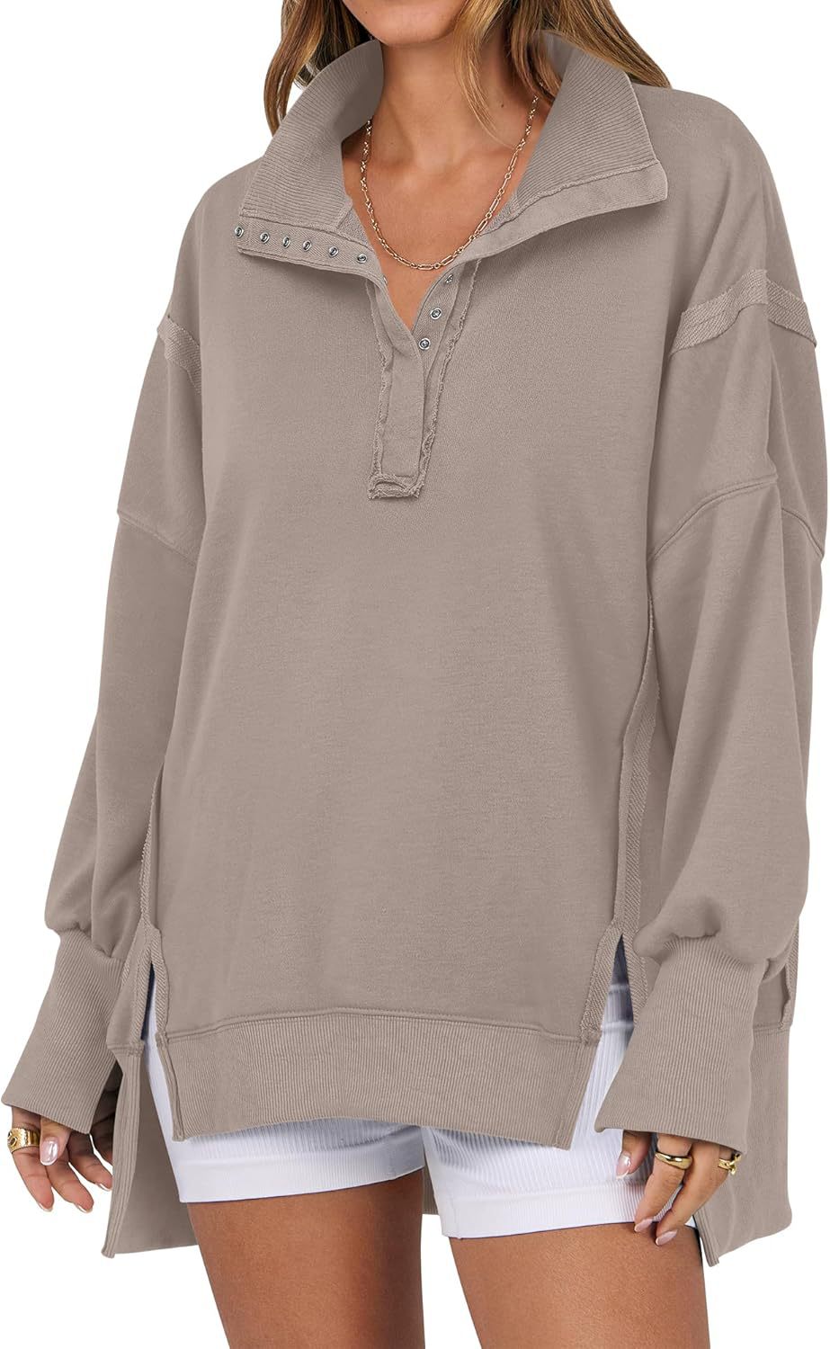 Kaylie - Chic Oversized Button-Up Sweatshirt