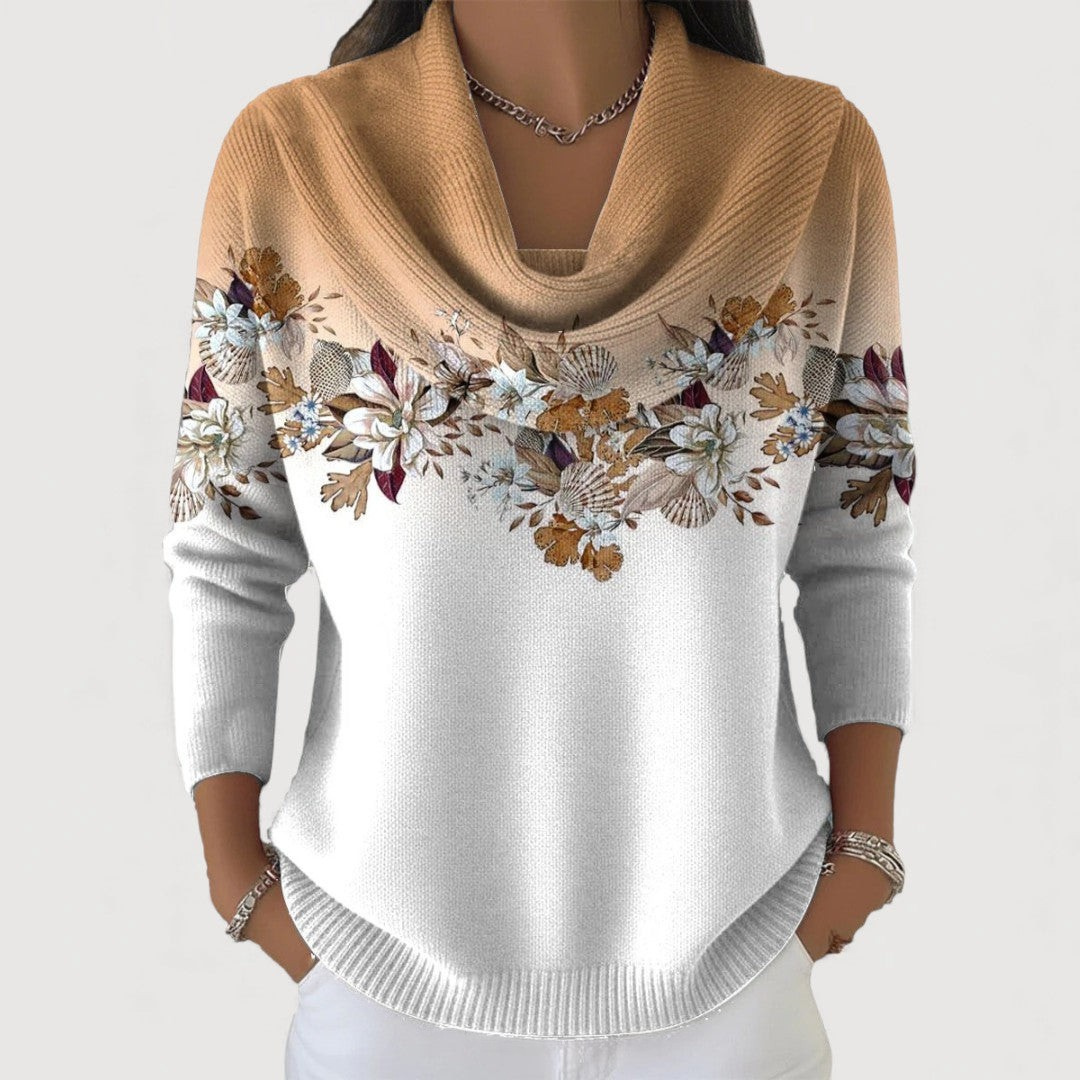 Adrielle - Floral Sweater with Soft Neckline