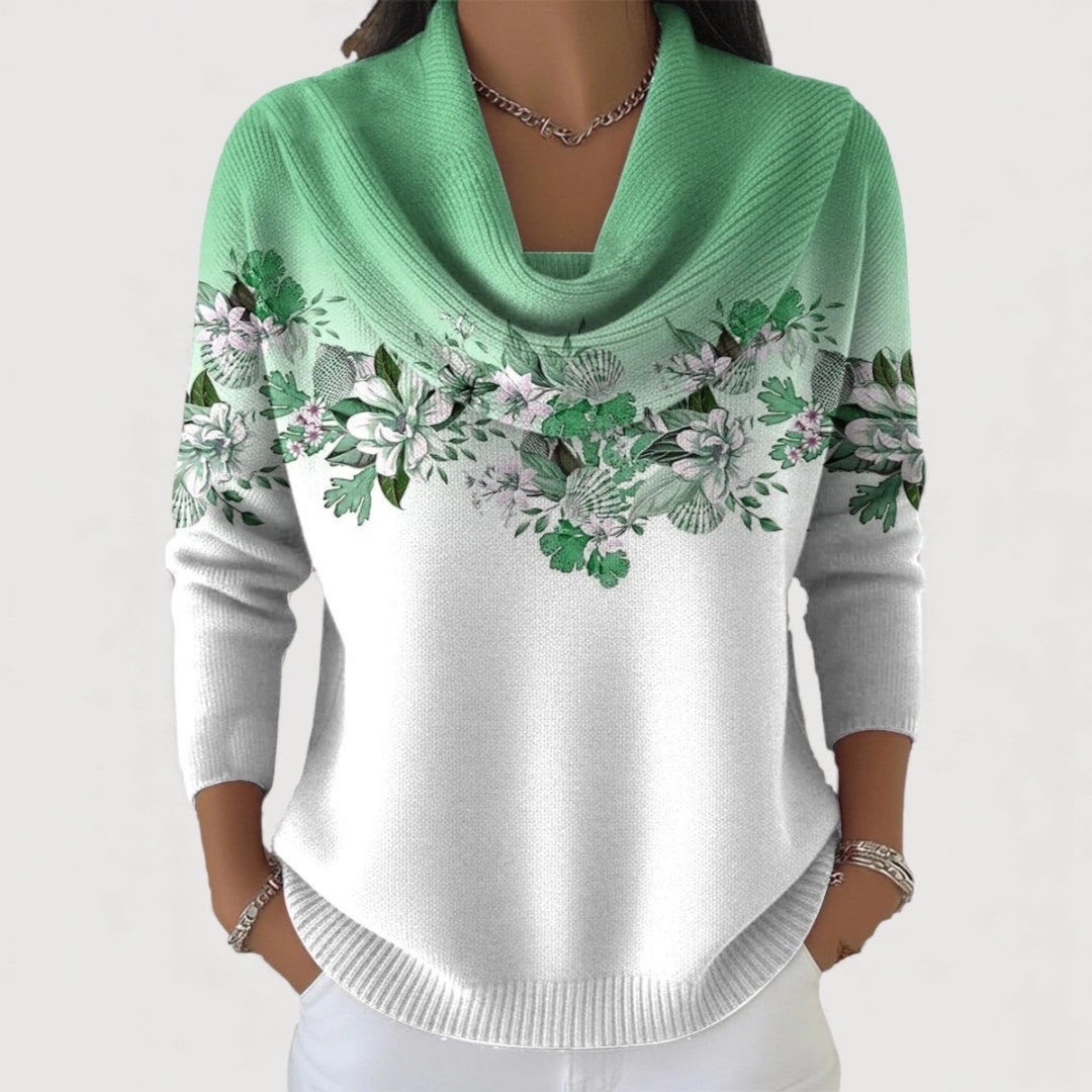 Adrielle - Floral Sweater with Soft Neckline