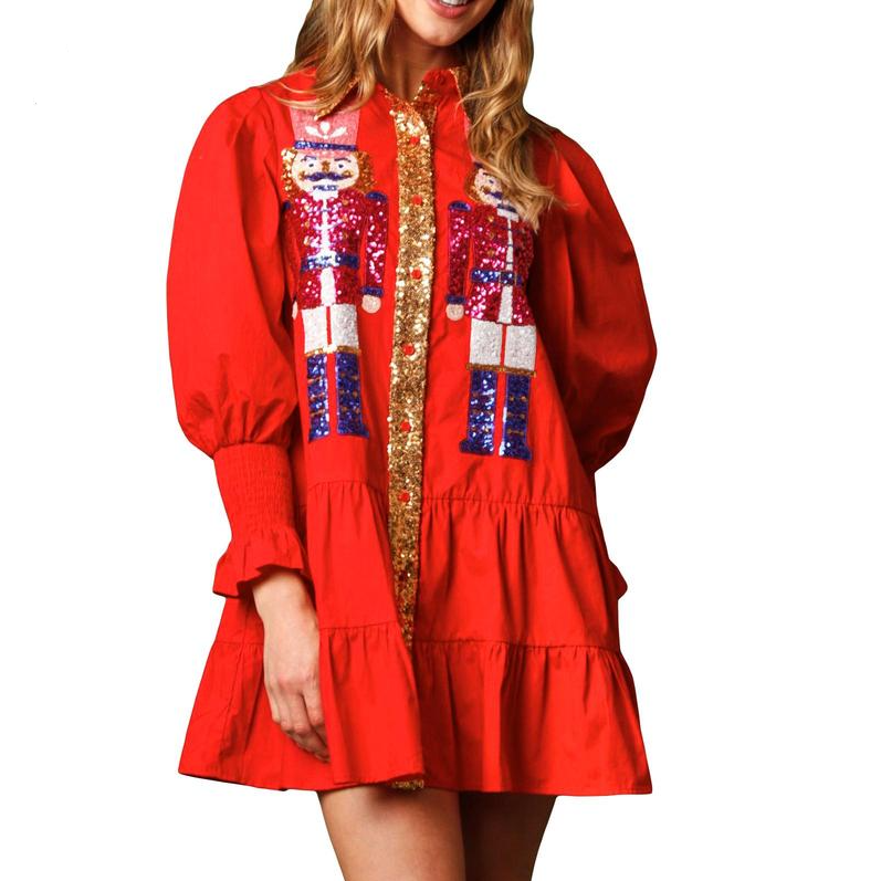 Sheena - Sequin Skirt Holiday Sweatshirt Mini Dress