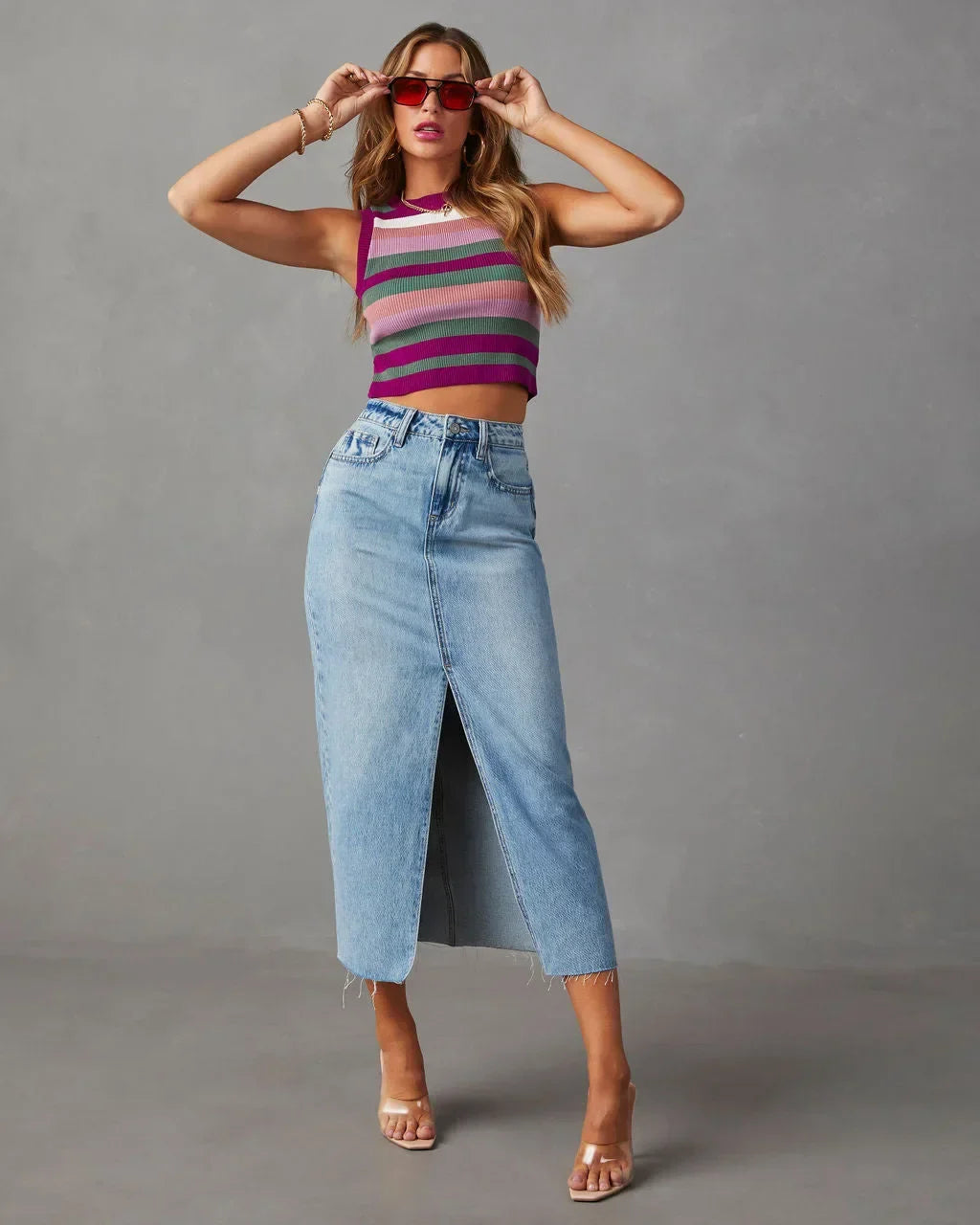 Denise – Classic High-Waist Denim Skirt