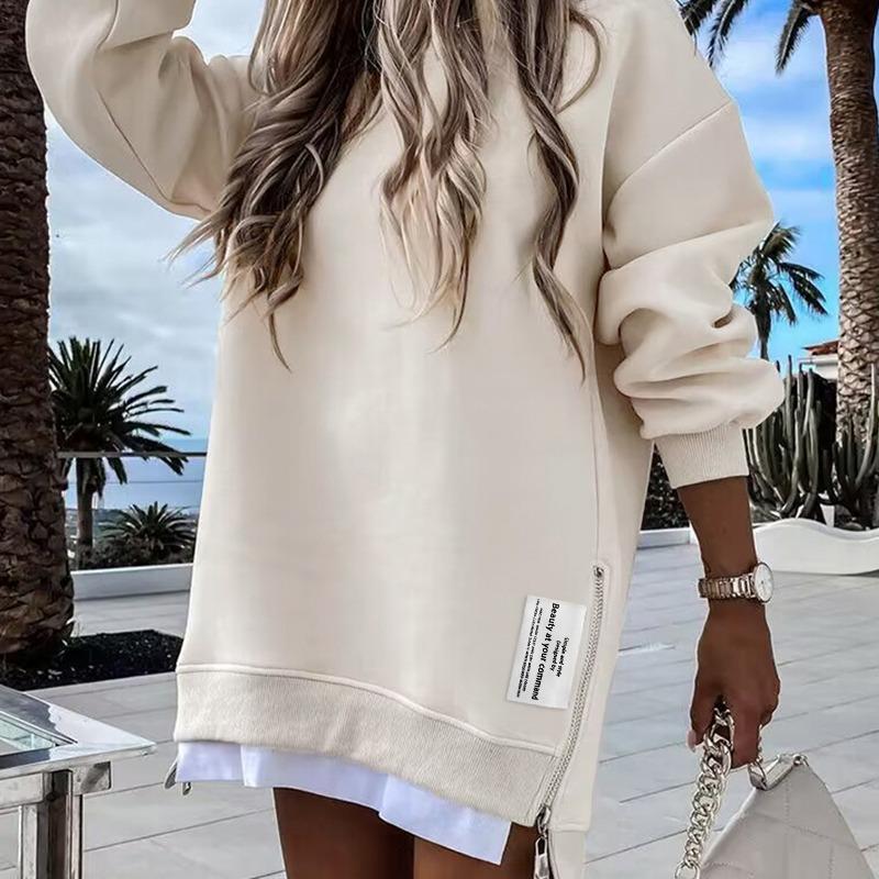 Rodney - Cozy Long Sleeve Pullover Side Zipper Sweatshirt