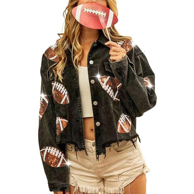 Nerissa- Chic Cropped Oversized Button Down Football Jacket