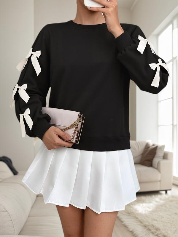 Marie - Colorblock Butterfly Knot Loose Fit Sweatshirt