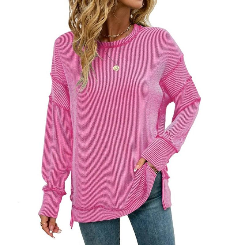 Haizey - Cozy Ribbed Oversized Sweatshirt