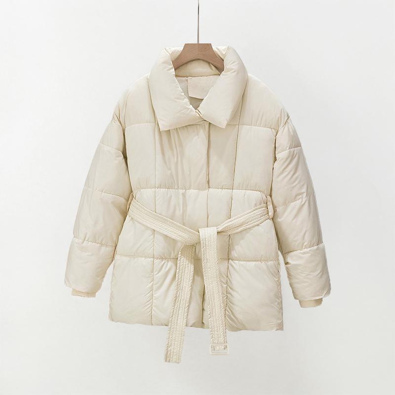 Jasmine - Cozy Thermal Stand Collar Waist Tie Zip-Up Coat for Winter