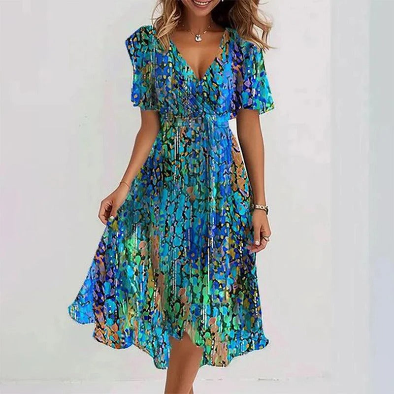 Kristen - Elegant Colorful Midi Dress