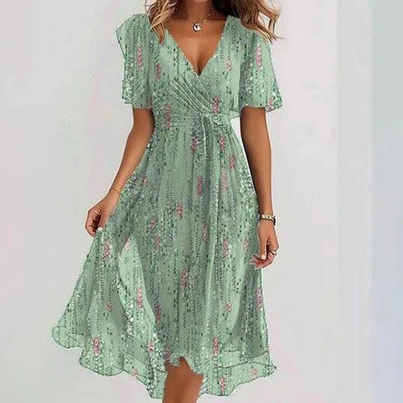 Kristen - Elegant Colorful Midi Dress
