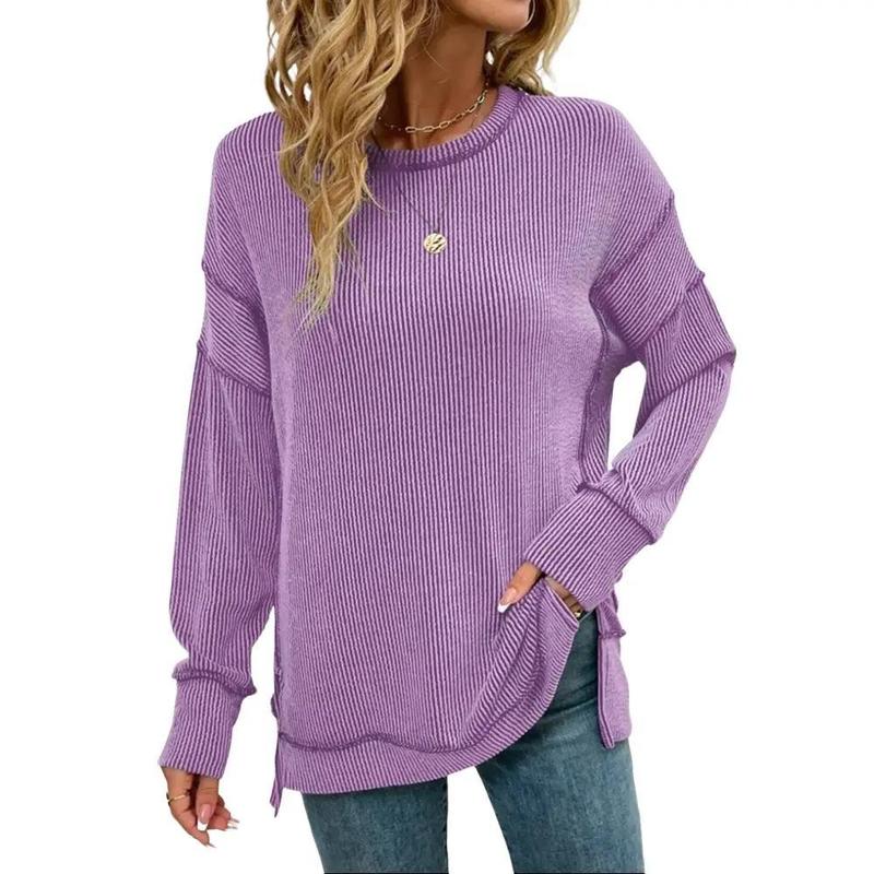 Haizey - Cozy Ribbed Oversized Sweatshirt