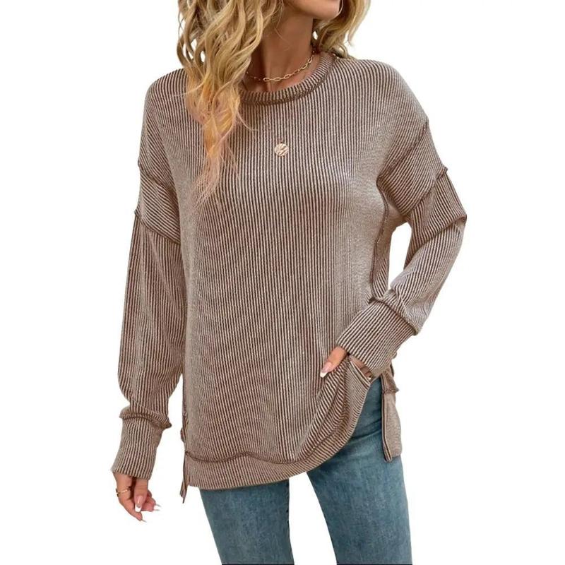 Haizey - Cozy Ribbed Oversized Sweatshirt