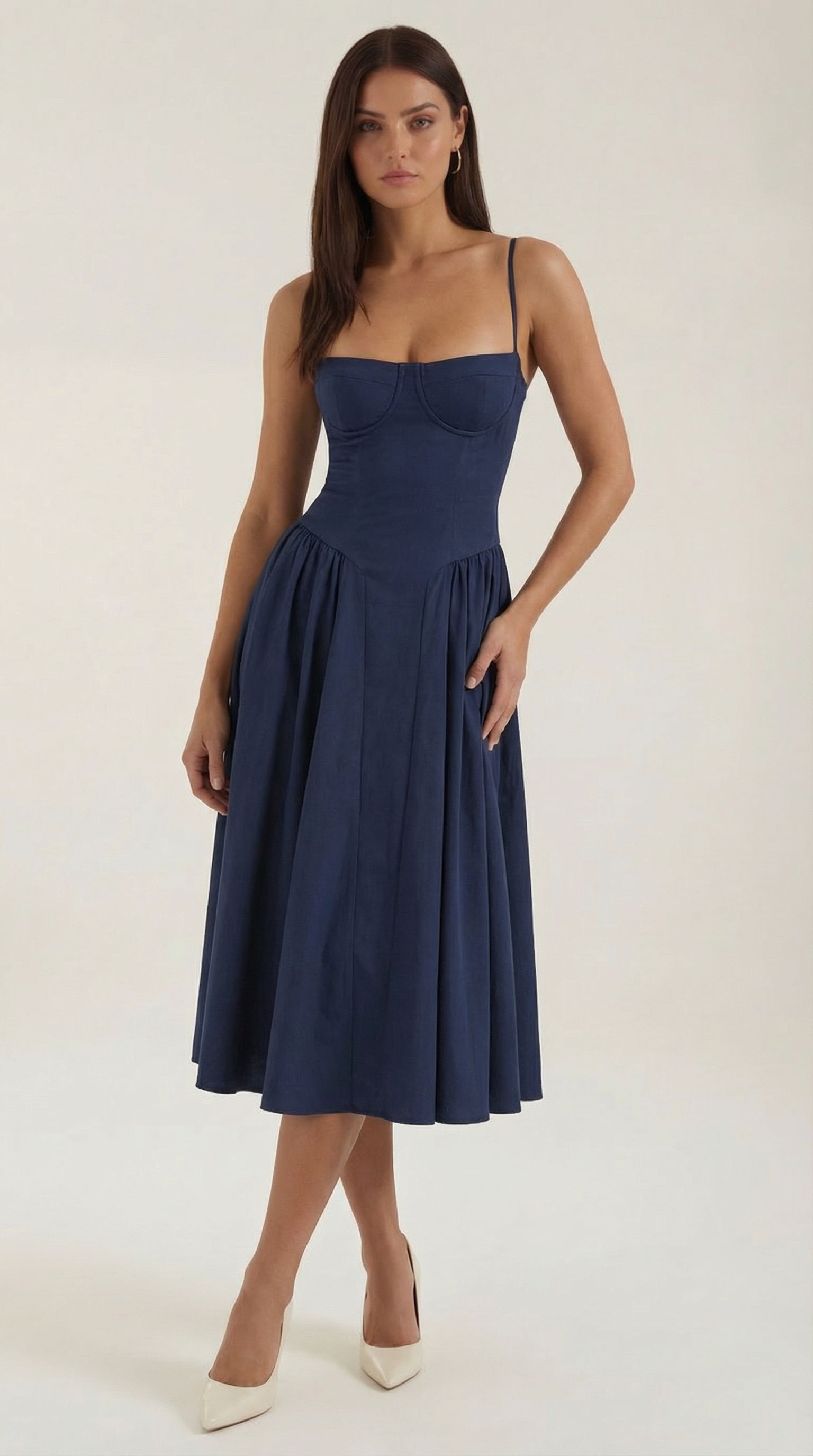 Safiya – Floral Corset Midi Dress