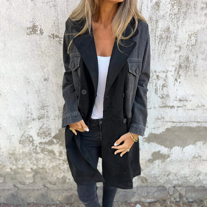 Elora - Two-Tone Denim Trench