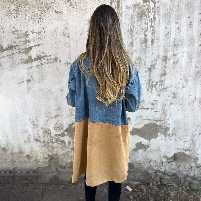 Elora - Two-Tone Denim Trench
