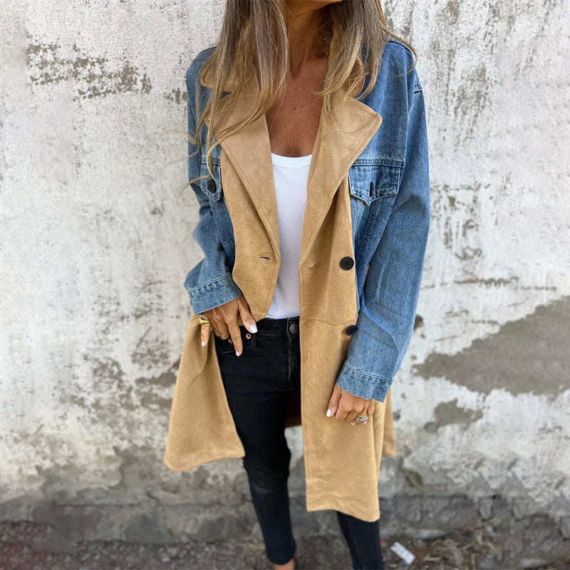 Elora - Two-Tone Denim Trench
