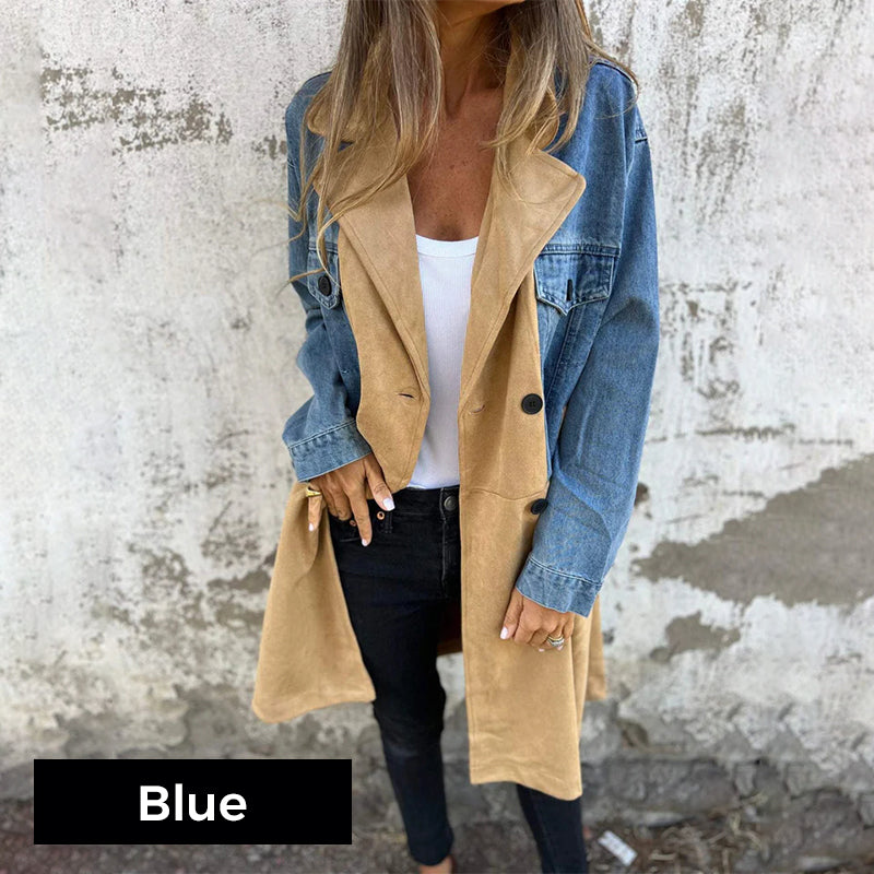 Elora - Two-Tone Denim Trench