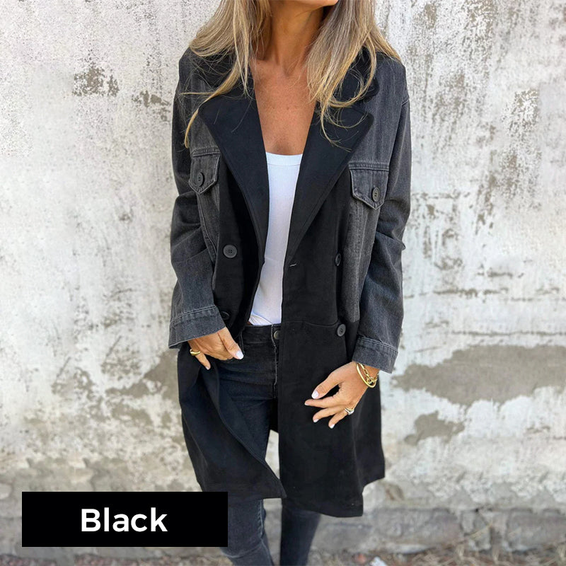 Elora - Two-Tone Denim Trench