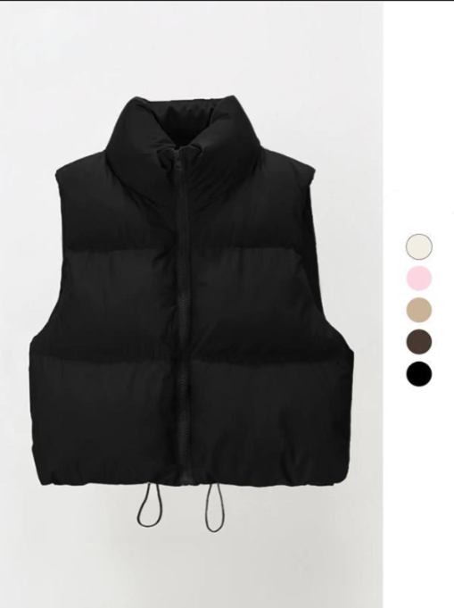 Zara - Casual Stand Collar Cropped Zip Coat for Cold Weather